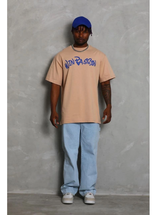 Erkek Baskılı T-Shirt Kısa Kol Bisiklet Yaka Regular Fit Tişört - Bej Erkek Baskılı T-Shirt Kısa Kol Bisiklet Yaka Regular Fit Tişört - Bej