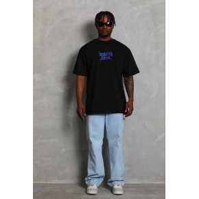 Erkek Baskılı T-Shirt Kısa Kol Bisiklet Yaka Regular Fit Tişört - Siyah