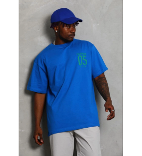 Erkek Baskılı T-Shirt Kısa Kol Bisiklet Yaka Regular Fit Tişört - Saks Mavisi