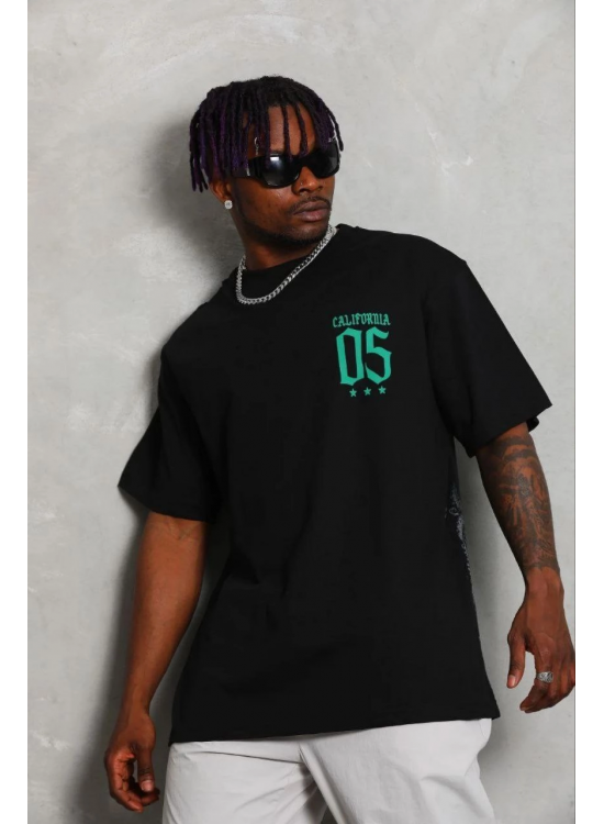 Erkek Baskılı T-Shirt Kısa Kol Bisiklet Yaka Regular Fit Tişört - Siyah Erkek Baskılı T-Shirt Kısa Kol Bisiklet Yaka Regular Fit Tişört - Siyah