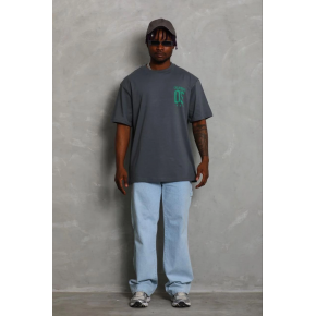 Erkek Baskılı T-Shirt Kısa Kol Bisiklet Yaka Regular Fit Rahat Tişört - Füme