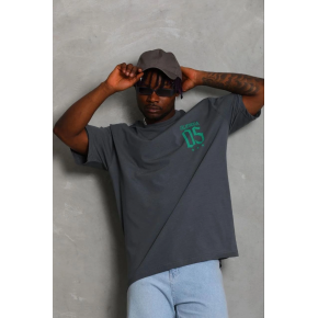 Erkek Baskılı T-Shirt Kısa Kol Bisiklet Yaka Regular Fit Rahat Tişört - Füme