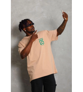 Erkek Baskılı T-Shirt Kısa Kol Bisiklet Yaka Regular Fit Tişört - Bej