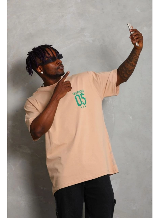 Erkek Baskılı T-Shirt Kısa Kol Bisiklet Yaka Regular Fit Tişört - Bej Erkek Baskılı T-Shirt Kısa Kol Bisiklet Yaka Regular Fit Tişört - Bej