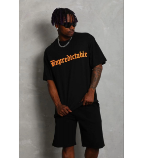Erkek Baskılı T-Shirt Kısa Kol Bisiklet Yaka Regular Fit Tişört - Siyah