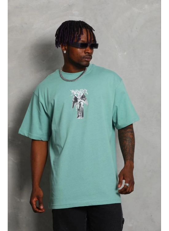 Erkek Baskılı T-Shirt Kısa Kol Bisiklet Yaka Regular Fit Tişört - Mint Yeşili Erkek Baskılı T-Shirt Kısa Kol Bisiklet Yaka Regular Fit Tişört - Mint Yeşili