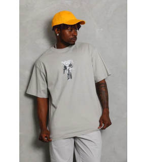 Erkek Baskılı T-Shirt Kısa Kol Bisiklet Yaka Regular Fit Tişört - Gri