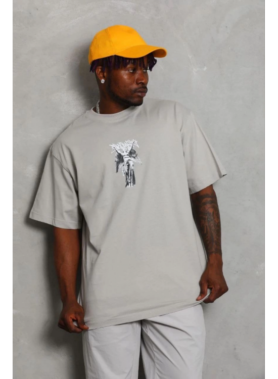 Erkek Baskılı T-Shirt Kısa Kol Bisiklet Yaka Regular Fit Tişört - Gri Erkek Baskılı T-Shirt Kısa Kol Bisiklet Yaka Regular Fit Tişört - Gri