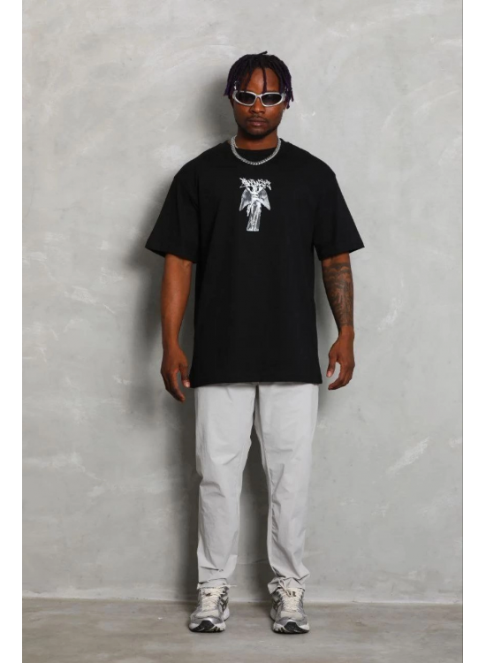 Erkek Baskılı T-Shirt Kısa Kol Bisiklet Yaka Regular Fit Tişört - Siyah Erkek Baskılı T-Shirt Kısa Kol Bisiklet Yaka Regular Fit Tişört - Siyah