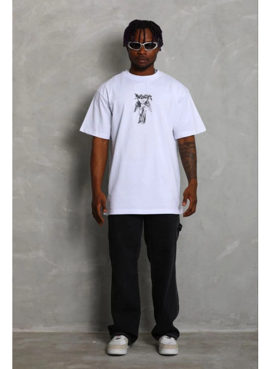 Erkek Baskılı T-Shirt Kısa Kol Bisiklet Yaka Regular Fit Tişört - Beyaz Erkek Baskılı T-Shirt Kısa Kol Bisiklet Yaka Regular Fit Tişört - Beyaz