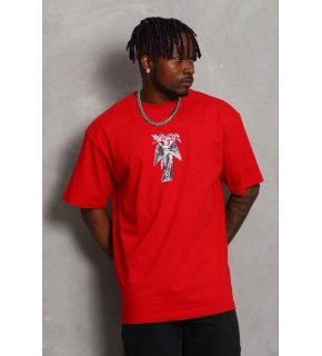 Erkek Baskılı T-Shirt Kısa Kol Bisiklet Yaka Regular Fit Tişört - Kırmızı