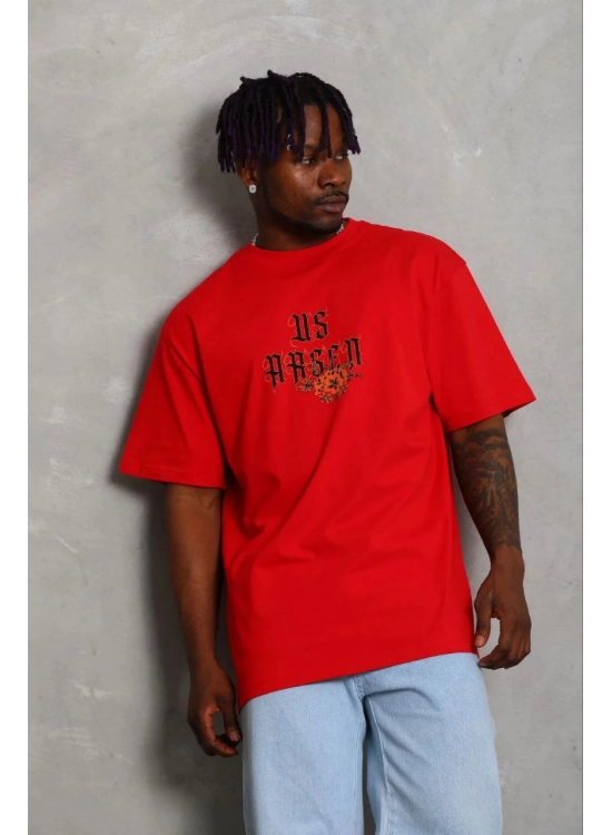 Erkek Baskılı T-Shirt Kısa Kol Bisiklet Yaka Regular Fit Tişört - Kırmızı Erkek Baskılı T-Shirt Kısa Kol Bisiklet Yaka Regular Fit Tişört - Kırmızı