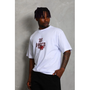 Erkek Baskılı T-Shirt Kısa Kol Bisiklet Yaka Regular Fit Tişört - Beyaz