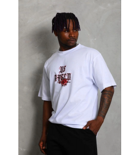 Erkek Baskılı T-Shirt Kısa Kol Bisiklet Yaka Regular Fit Tişört - Beyaz