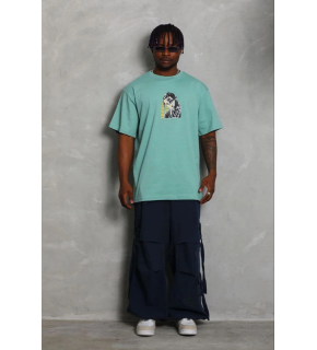 Erkek Baskılı T-Shirt Kısa Kol Bisiklet Yaka Regular Fit Tişört - Mint Yeşili