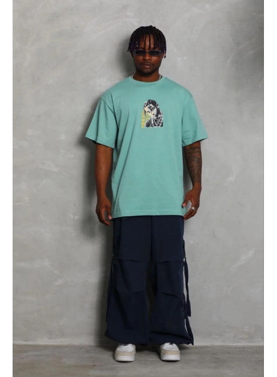Erkek Baskılı T-Shirt Kısa Kol Bisiklet Yaka Regular Fit Tişört - Mint Yeşili Erkek Baskılı T-Shirt Kısa Kol Bisiklet Yaka Regular Fit Tişört - Mint Yeşili