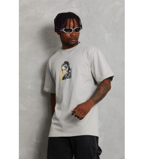Erkek Baskılı T-Shirt Kısa Kol Bisiklet Yaka Regular Fit Tişört - Gri