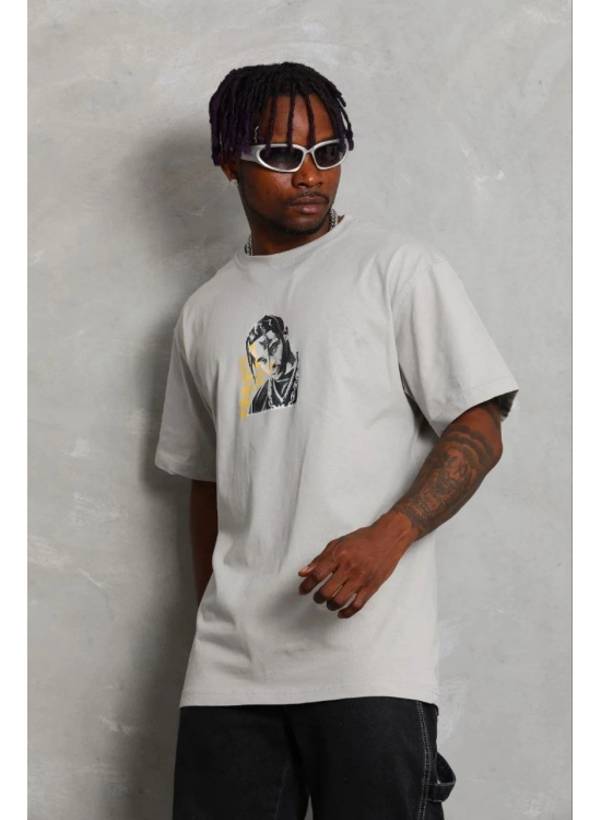 Erkek Baskılı T-Shirt Kısa Kol Bisiklet Yaka Regular Fit Tişört - Gri Erkek Baskılı T-Shirt Kısa Kol Bisiklet Yaka Regular Fit Tişört - Gri