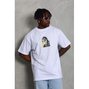 Erkek Baskılı T-Shirt Kısa Kol Bisiklet Yaka Regular Fit Tişört - Beyaz