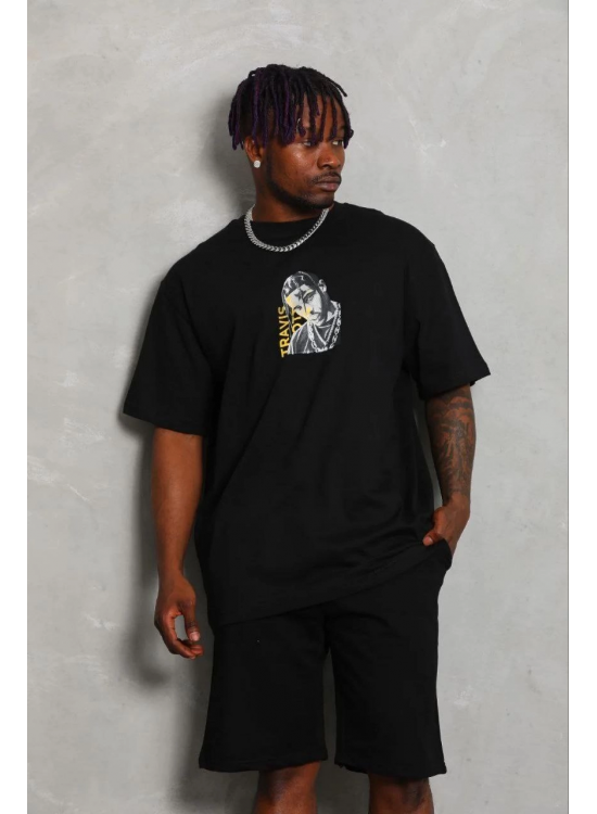 Erkek Baskılı T-Shirt Kısa Kol Bisiklet Yaka Regular Fit Tişört - Siyah Erkek Baskılı T-Shirt Kısa Kol Bisiklet Yaka Regular Fit Tişört - Siyah