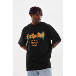 Erkek Baskılı T-Shirt Kısa Kol Bisiklet Yaka Regular Fit Tişört - Siyah