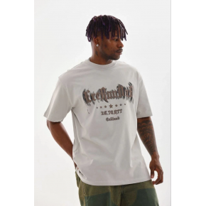 Erkek Baskılı T-Shirt Kısa Kol Bisiklet Yaka Regular Fit Tişört - Gri