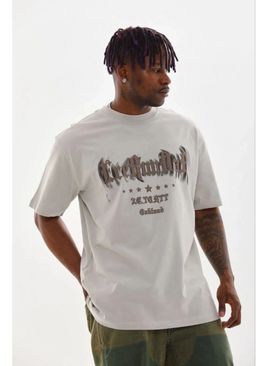 Erkek Baskılı T-Shirt Kısa Kol Bisiklet Yaka Regular Fit Tişört - Gri Erkek Baskılı T-Shirt Kısa Kol Bisiklet Yaka Regular Fit Tişört - Gri