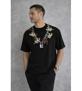 Erkek Baskılı T-Shirt Kısa Kol Bisiklet Yaka Regular Fit Rahat Tişört - Siyah