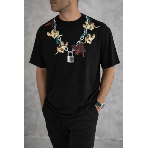 Erkek Baskılı T-Shirt Kısa Kol Bisiklet Yaka Regular Fit Rahat Tişört - Siyah