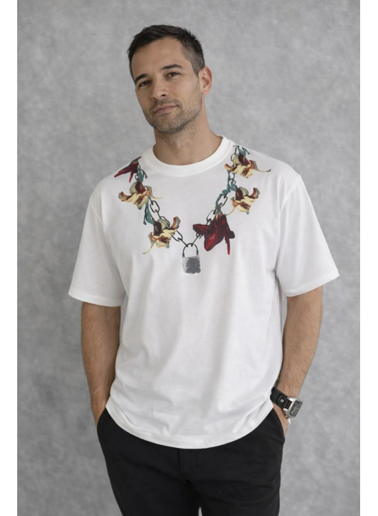 Erkek Baskılı T-Shirt Kısa Kol Bisiklet Yaka Regular Fit Tişört - Beyaz Erkek Baskılı T-Shirt Kısa Kol Bisiklet Yaka Regular Fit Tişört - Beyaz