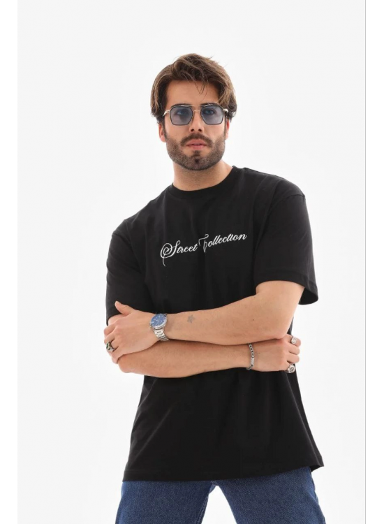 Erkek Baskılı T-Shirt Kısa Kol Bisiklet Yaka Regular Fit Tişört - Siyah Erkek Baskılı T-Shirt Kısa Kol Bisiklet Yaka Regular Fit Tişört - Siyah