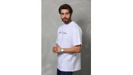 Erkek Baskılı T-Shirt Kısa Kol Bisiklet Yaka Regular Fit Tişört - Beyaz