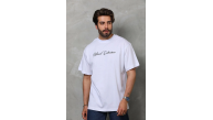 Erkek Baskılı T-Shirt Kısa Kol Bisiklet Yaka Regular Fit Tişört - Beyaz