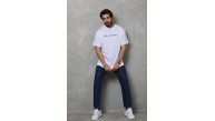 Erkek Baskılı T-Shirt Kısa Kol Bisiklet Yaka Regular Fit Tişört - Beyaz