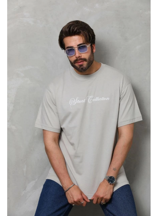 Erkek Baskılı T-Shirt Kısa Kol Bisiklet Yaka Regular Fit Tişört - Gri Erkek Baskılı T-Shirt Kısa Kol Bisiklet Yaka Regular Fit Tişört - Gri