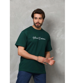 Erkek Baskılı T-Shirt Kısa Kol Bisiklet Yaka Regular Fit Tişört - Çağla Yeşili