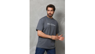 Erkek Baskılı T-Shirt Kısa Kol Bisiklet Yaka Regular Fit Tişört - Füme