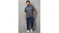 Erkek Baskılı T-Shirt Kısa Kol Bisiklet Yaka Regular Fit Tişört - Füme