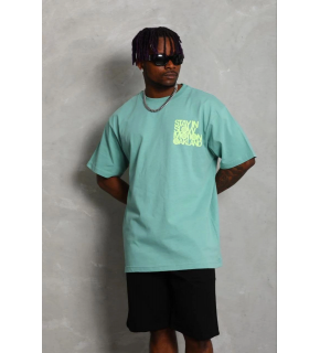 Erkek Baskılı T-Shirt Kısa Kol Bisiklet Yaka Regular Fit Tişört - Mint Yeşili