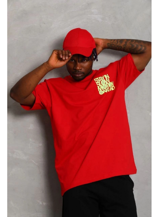 Erkek Baskılı T-Shirt Kısa Kol Bisiklet Yaka Regular Fit Tişört - Kırmızı Erkek Baskılı T-Shirt Kısa Kol Bisiklet Yaka Regular Fit Tişört - Kırmızı