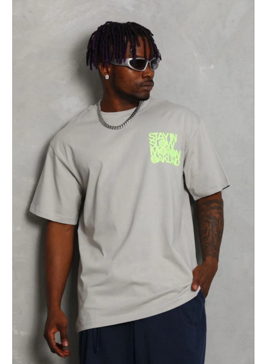 Erkek Baskılı T-Shirt Kısa Kol Bisiklet Yaka Regular Fit Tişört - Gri Erkek Baskılı T-Shirt Kısa Kol Bisiklet Yaka Regular Fit Tişört - Gri