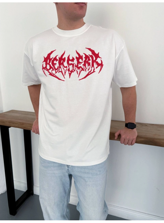 Erkek Kısa Kol Yazlık Tişört Bisiklet Yaka Baskılı Oversize T-Shirt - Beyaz Erkek Kısa Kol Yazlık Tişört Bisiklet Yaka Baskılı Oversize T-Shirt - Beyaz