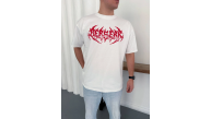 Erkek Kısa Kol Yazlık Tişört Bisiklet Yaka Baskılı Oversize T-Shirt - Beyaz Erkek Kısa Kol Yazlık Tişört Bisiklet Yaka Baskılı Oversize T-Shirt - Beyaz
