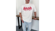 Erkek Kısa Kol Yazlık Tişört Bisiklet Yaka Baskılı Oversize T-Shirt - Beyaz Erkek Kısa Kol Yazlık Tişört Bisiklet Yaka Baskılı Oversize T-Shirt - Beyaz