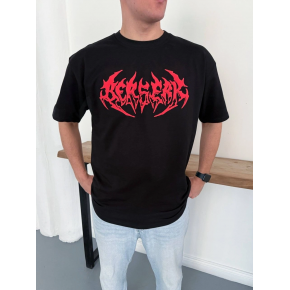 Erkek Kısa Kol Yazlık Tişört Bisiklet Yaka Baskılı Oversize T-Shirt - Siyah