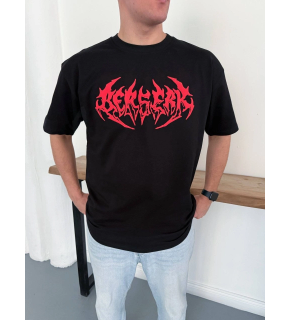 Erkek Kısa Kol Yazlık Tişört Bisiklet Yaka Baskılı Oversize T-Shirt - Siyah