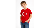 Erkek Çocuk Tişört Bisiklet Yaka Ay Yıldız Bayrak Baskılı T-Shirt - Kırmızı Erkek Çocuk Tişört Bisiklet Yaka Ay Yıldız Bayrak Baskılı T-Shirt - Kırmızı