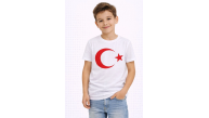 Erkek Çocuk Tişört Bisiklet Yaka Ay Yıldız Bayrak Baskılı T-Shirt - Beyaz Erkek Çocuk Tişört Bisiklet Yaka Ay Yıldız Bayrak Baskılı T-Shirt - Beyaz