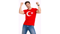 Erkek T-Shirt Kısa Kol Bisiklet Yaka Ay Yıldız Bayrak Baskılı Tişört - Kırmızı Erkek T-Shirt Kısa Kol Bisiklet Yaka Ay Yıldız Bayrak Baskılı Tişört - Kırmızı