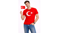 Erkek T-Shirt Kısa Kol Bisiklet Yaka Ay Yıldız Bayrak Baskılı Tişört - Kırmızı Erkek T-Shirt Kısa Kol Bisiklet Yaka Ay Yıldız Bayrak Baskılı Tişört - Kırmızı